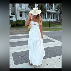 l*space White Backless Maxi Dress with Cutout Bodice